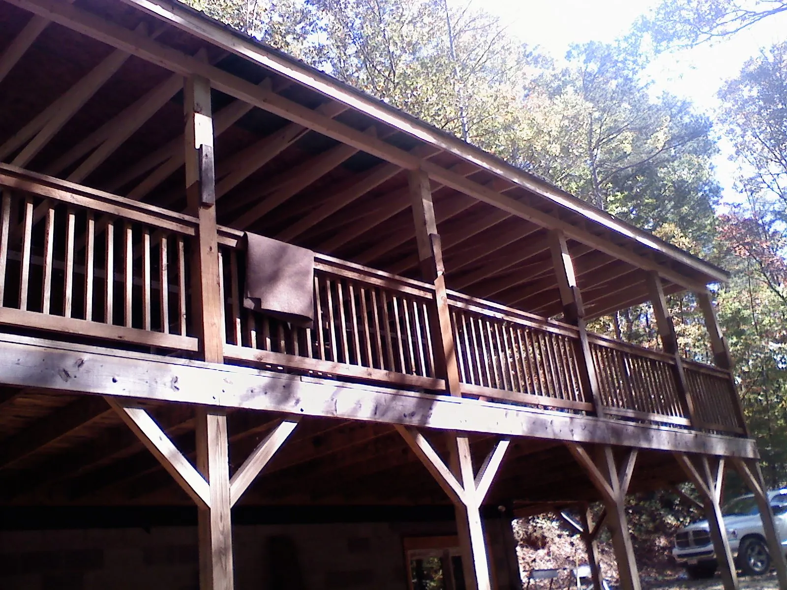 Timber framing under a new elevated porch and deck — Roof Leak Repair in Prairie Du Sac by Roofing Brothers
